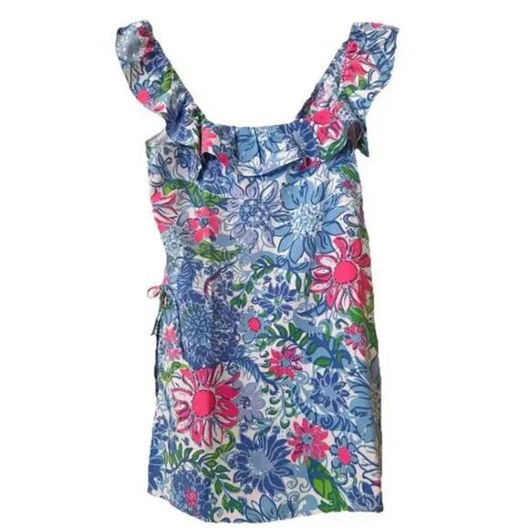 NEW Lilly Pulitzer Zoya Ruffle Romper, Mini Dress Floral Ruffle Size 8 $198 - Picture 3 of 11